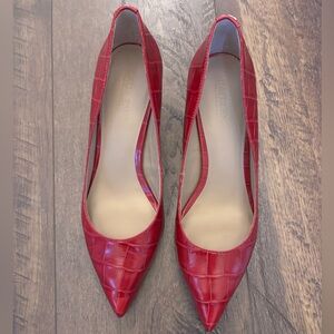 Ralph Lauren Red Croc-Embossed Heels